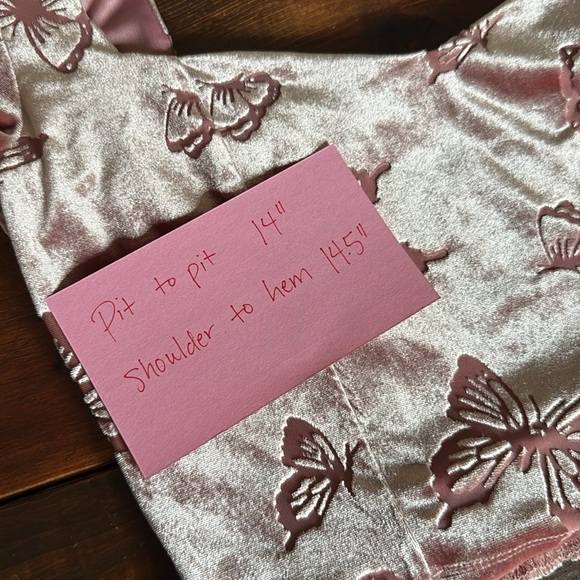 Altar’d State Pink Butterfly Velvet Crop Top Size Small - Picture 4 of 4